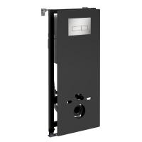 Инсталляция для унитаза Wasserkraft Abens 20TLT.010.ME.BL.BN03, декоративная стеклянная панель черная, механическая кнопка смыва никель