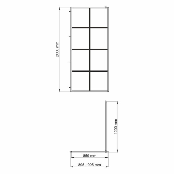 Душевая перегородка Wasserkraft Glan 66W39, со свободным входом, 90 см, стекло прозрачное с принтом, профиль черный