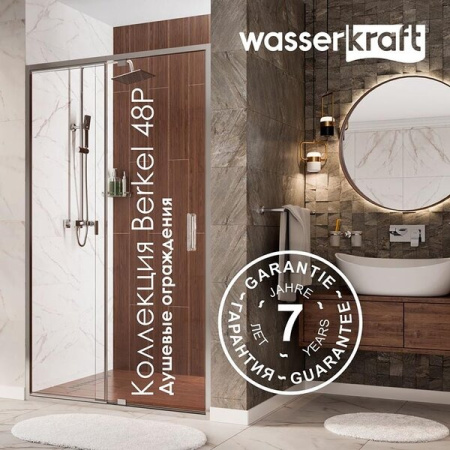 Душевой уголок Wasserkraft Berkel, 130 х 100 см, профиль хром, стекла прозрачные, 48P34
