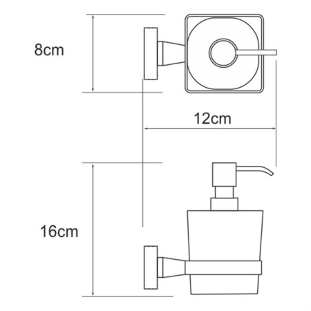 Дозатор для жидкого мыла с держателем Wasserkraft Dill, K-3999