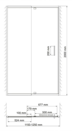 Душевая дверь в нишу Wasserkraft 48P05 120 х 200 см