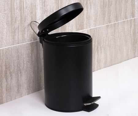 Корзина для мусора Wasserkraft Серия К, с педалью, 5 л, цвет - черный, K-635B
