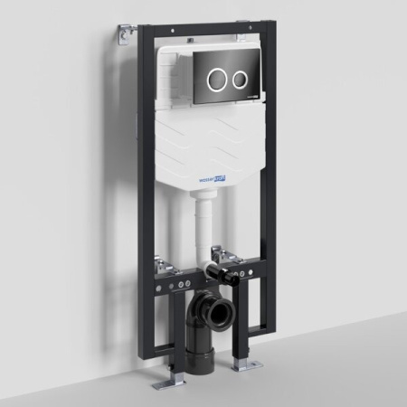 Инсталляция для унитаза Wasserkraft Vils 56TLT.010.ME.PB01, механическая клавиша черная, ободки хром