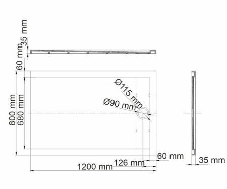 Душевой поддон Wasserkraft Mindel 85T06, 120 х 80 см, белый матовый