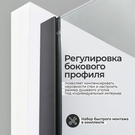 Душевой уголок Wasserkraft Elbe, 100 х 80 см, профиль черный, стекла прозрачные, 74P17
