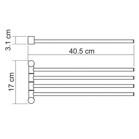 Полотенцедержатель Wasserkraft Серия К, 4 держателя, 40 см, хром, K-1034