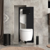 Инсталляция для унитаза Wasserkraft Abens 20TLT.010.ME.BL.MB03, декоративная стеклянная панель черная, механическая кнопка смыва черная матовая