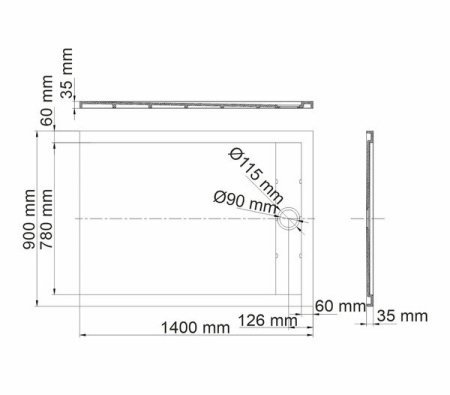 Душевой поддон Wasserkraft Mindel 85T36, 140 х 90 см, белый матовый