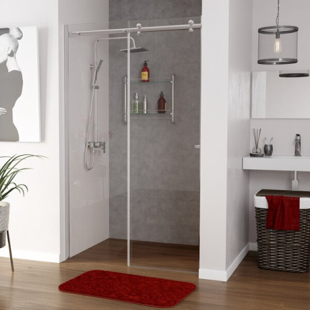 Душевая дверь в нишу Wasserkraft Vils 56R13, 110 х 200 см, профиль серебристый, стекло прозрачное