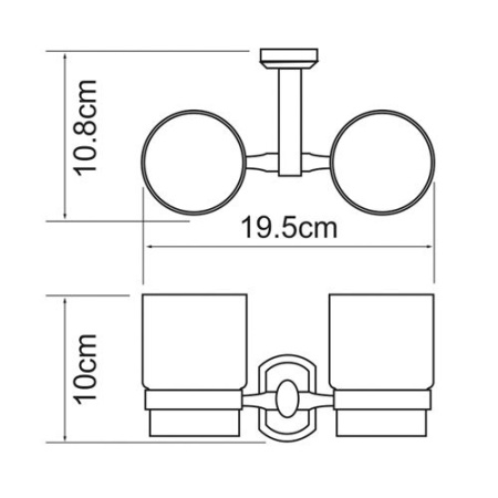 Стакан стеклянный с держателем Wasserkraft Oder, двойной, K-3028D