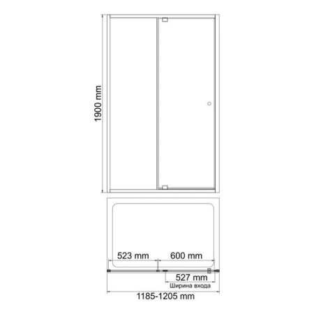 Душевая дверь в нишу Wasserkraft Aula 11P05, 120 см, профиль хром, стекло прозрачное