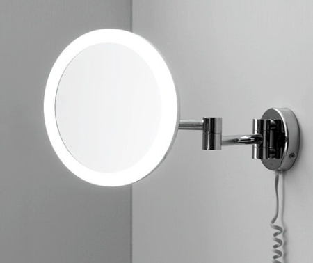 Настенное косметическое зеркало Wasserkraft Серия К, с 3-х кратным увеличением и Led-подсветкой, цвет держателя - хром, K-1004