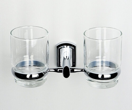 Стакан стеклянный с держателем Wasserkraft Oder, двойной, K-3028D