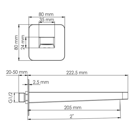 Смеситель для ванны и душа Wasserkraft Tauber A6451.296.298.275.100.276, цвет никель