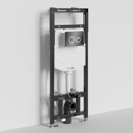 Инсталляция для унитаза Wasserkraft Alme 15TLT.010.ME.PB01, механическая клавиша черная, ободки хром