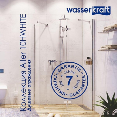 Душевая дверь в нишу Wasserkraft Aller White L/R, 120 х 200 см, 10H05LWHITE