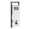 Инсталляция для унитаза Wasserkraft Salm 27TLT.010.ME.WH.PB01, декоративная стеклянная панель белая, механическая кнопка смыва черная, ободки хром