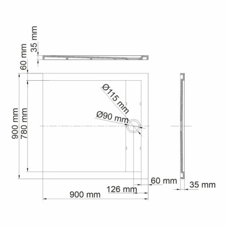 Душевой поддон Wasserkraft Abens 20T03, 90 х 90 см, черный матовый