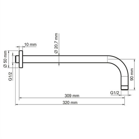 Держатель верхнего душа Wasserkraft A079, настенный, черный