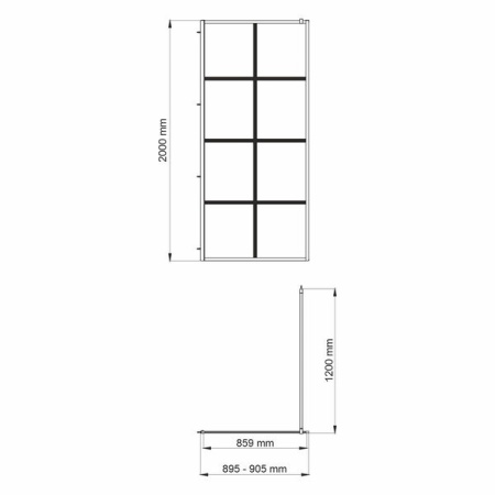 Душевая перегородка Wasserkraft Glan 66W39, со свободным входом, 90 см, стекло прозрачное с принтом, профиль черный