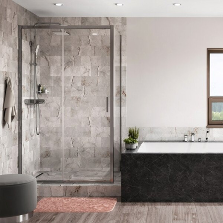 Душевой уголок Wasserkraft 41S15, 110 х 90 см, стекло прозрачное, профиль серебристый