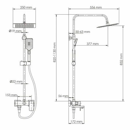 Душевая стойка Wasserkraft, цвет - черный, A27701