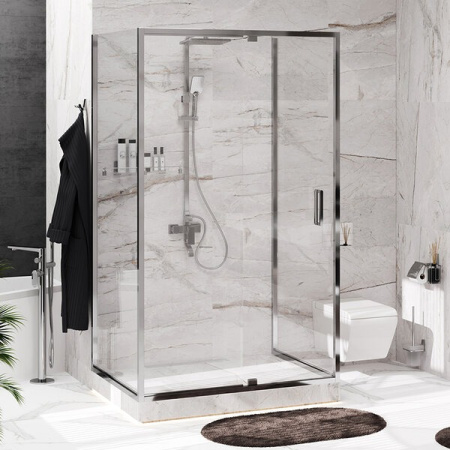 Душевой уголок Wasserkraft 48P21, П-образный, 90 см, с универсальной распашной дверью
