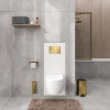 Инсталляция для унитаза Wasserkraft Salm 27TLT.010.ME.WH.MG03, декоративная стеклянная панель белая, механическая кнопка смыва золото матовое
